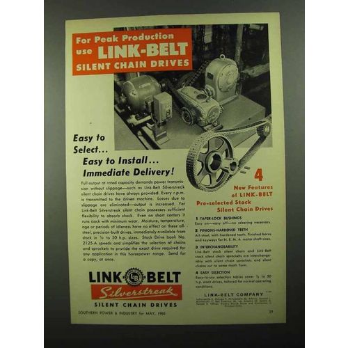 1950 Link-Belt Silent Chain Drives Ad - Peak Production