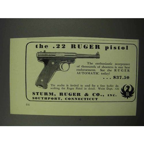 1950 Ruger Ad - .22 Pistol