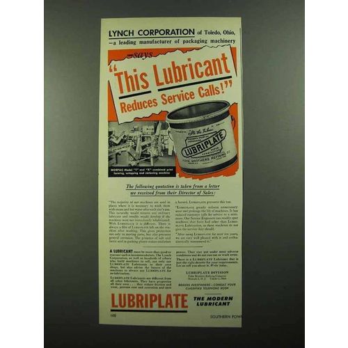 1950 Lubriplate Lubricant Ad - Lynch Corporation