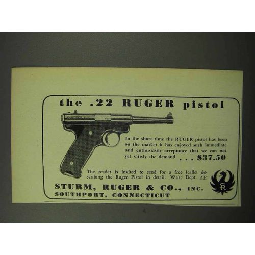 1950 Ruger .22 Pistol Ad
