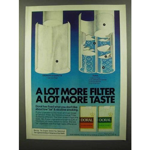 1974 Doral Cigarettes Ad - A Lot More Filter