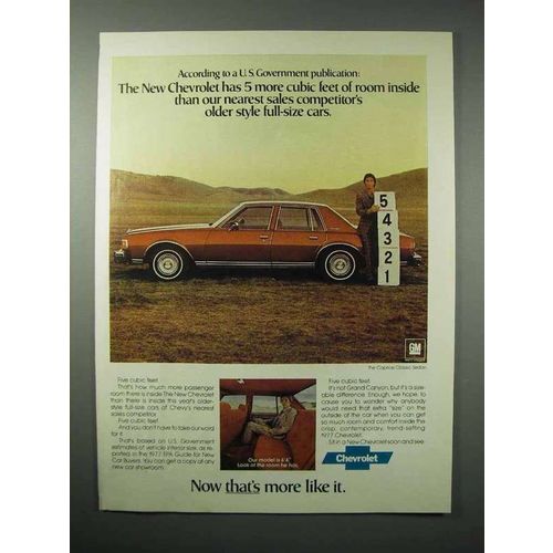 1977 Chevrolet Caprice Classic Sedan Car Ad - More Room