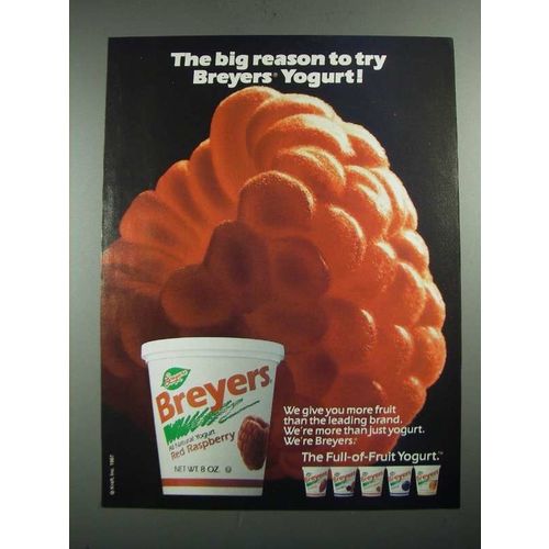 1987 Breyers Red Raspberry Yogurt Ad - The Big Reason to Try