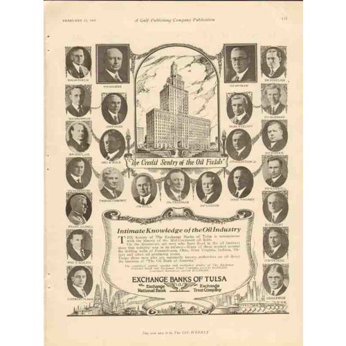 EXCHANGE BANKS OF TULSA 1928 National Bank Trust Company vintage ad