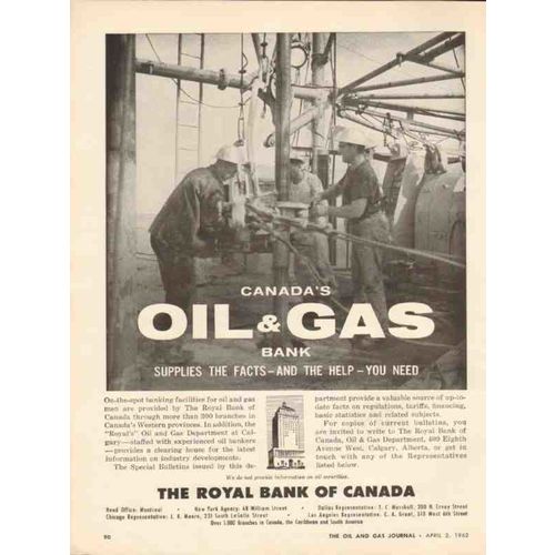 ROYAL BANK CANADA 1962 oil gas supplies help you need vintage ad