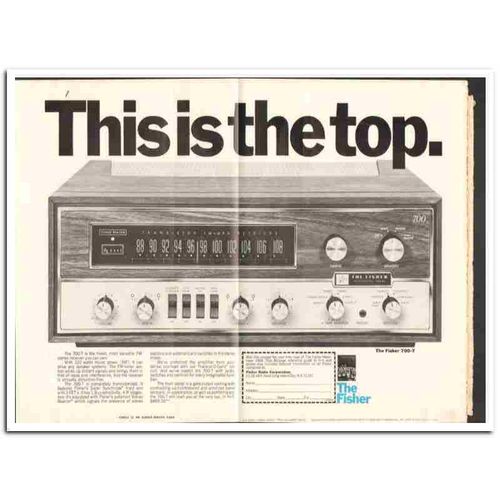 FISHER RADIO CORP 1968 The Top 700-T FM stereo receiver vintage ad