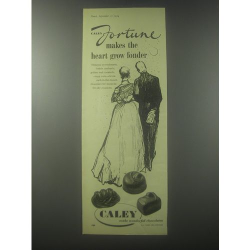 1954 Caley Fortune Chocolates Advertisement - makes the heart grow fonder