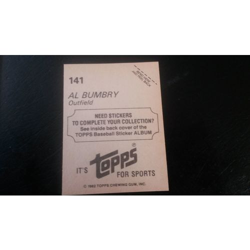1982 Topps Stickers Card # 141 Al Bumbry Excellent (5) Baltimore Orioles