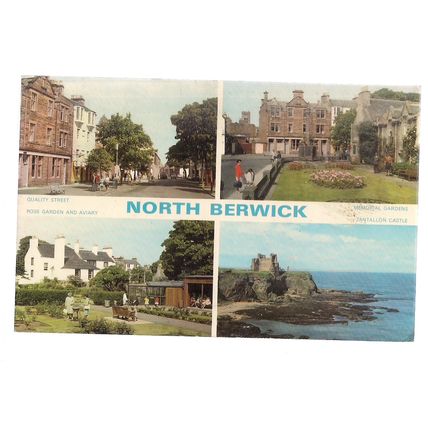 multiview, NORTH BERWICK, SCOTLAND used vintage postcard by Dennis c. 1970 pm =