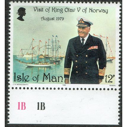 Isle of Man 1980 Visit of King Olaf of Norway 12p Multicoloured SG179 UM