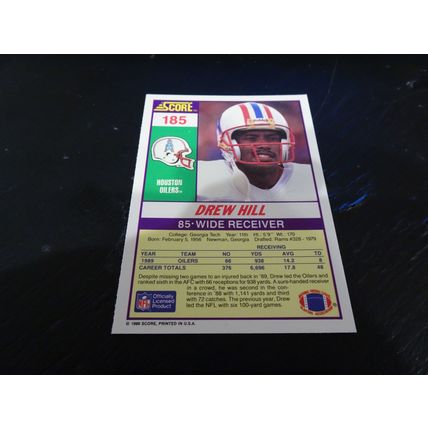 1990 Score Football Card # 185 Drew Hill Ex-Mt (6) Houston Oilers