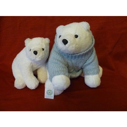 LOT OF 2 BATH & BODY WORKS POLAR BEARS LARGE BEAR HAS GRAY COWL NECK SWEATER