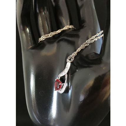 Necklace Heart Shape Red Ruby Infinity Necklace #167 USA Seller