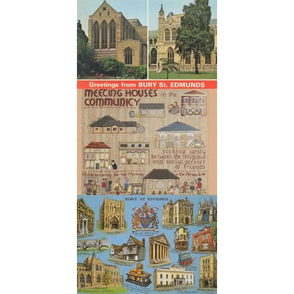 Quaker Tapestry Bury St Edmunds Map 3x Suffolk Postcard s