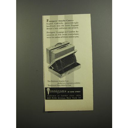 1952 Finnigans Diplomat Attache Case Advertisement