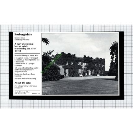 Kelso Roxburghshire House Sale Advert - 1981 Cutting