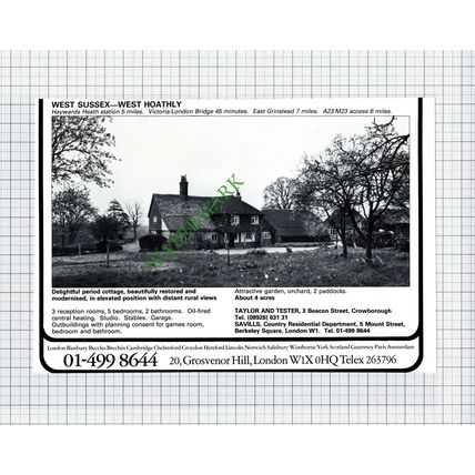 Ower Hampshire / West Hoathly Sussex House Sale Advert - 1981 Cutting