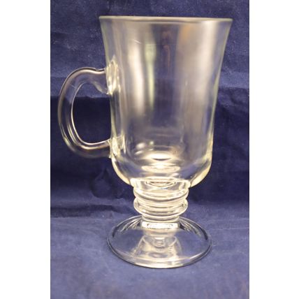 Set Of 4 Irish Cream Libby Pedestal Beer Clear Glass Mugs