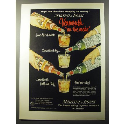 1953 Martini & Rossi Vermouth Ad - Bright new idea that's sweeping the country!
