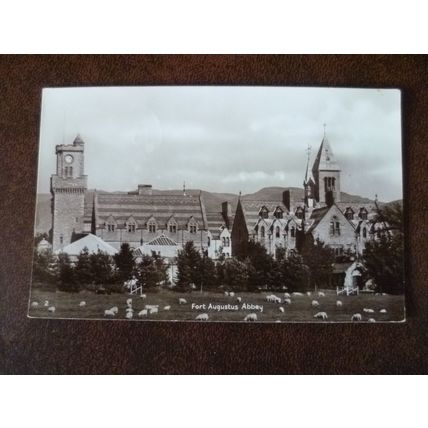 GB Inverness-shire Fort Augustus Abbey 1955 used postcard history Kyle postmark