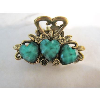 Jeweled antique bronze hair claw clip with crystals