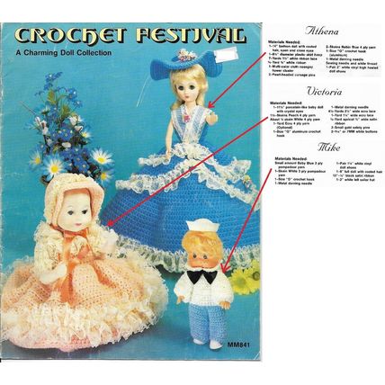 MM841 Crochet Festival Booklet Charming Doll Collection 11 Dolls Circa 1983