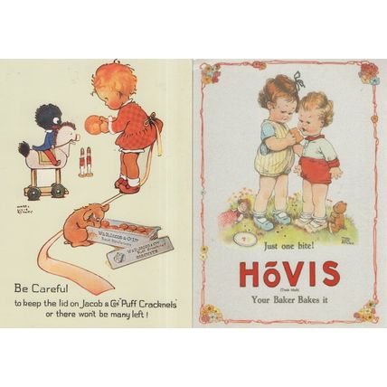 Hovis Jacobs Crackers 2x Mable Lucie Atwell Advertising Postcard s