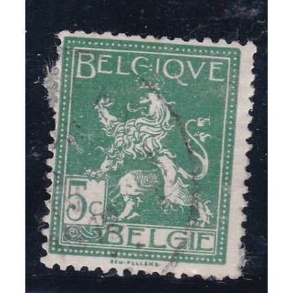 Belgium 1912 Lion 5c Fine Used SG 135 VGC