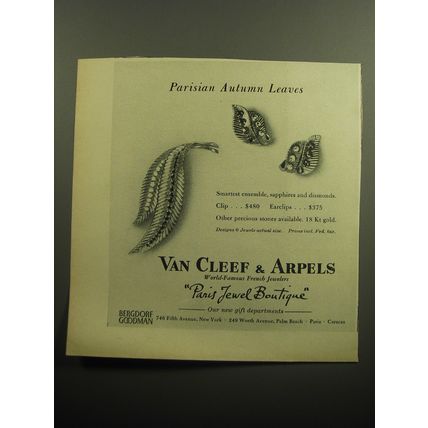 1958 Van Cleef & Arpels Jewelry Ad - Parisian Autumn Leaves
