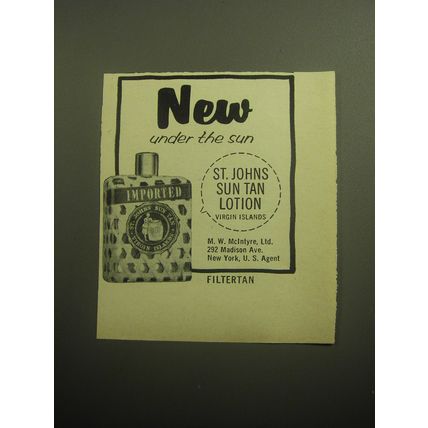 1958 St. Johns Sun Tan Lotion Advertisement - New under the sun