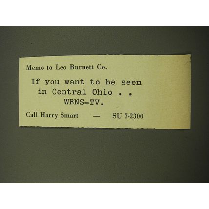 1959 WBNS-TV TV Station Advertisement - Memo to Leo Burnett Co.