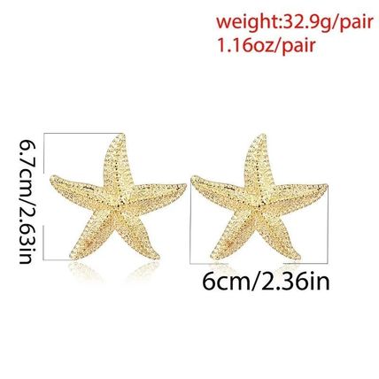 Trendy Golden Starfish Earrings 6 CM * 6.7 CM Bohemian Jewelry For Woman