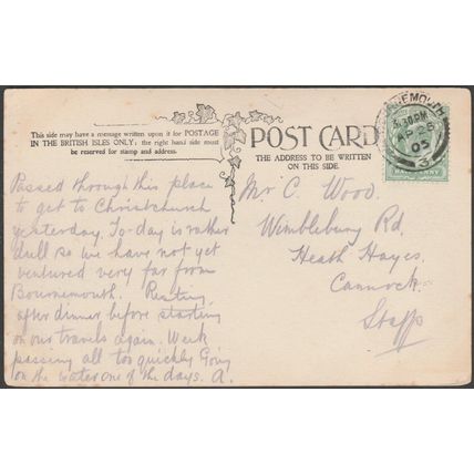 The Chine and Lake, Boscombe, Hampshire, 1905 - J E Beale Postcard