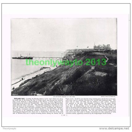 TOTLAND BAY, STEAMER AND PIER, ISLE OF WIGHT, ENGLAND, Book Illustration, c1895