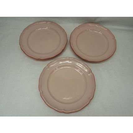 3 Loneoak & Co Queen Anne Light Pink Blush Dinner Plate 12.5" Teracotta Retired
