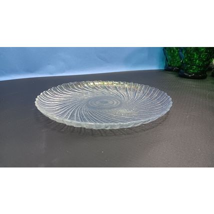 4 Vintage Arcoroc France Seabreeze Clear Glass Swirl Vortex Salad Bread Plate