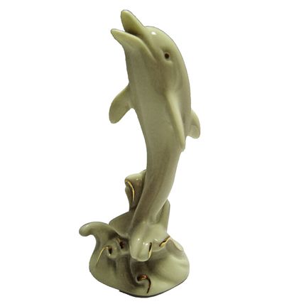Lenox Dolphin Figurine Porcelain Ivory White 24K Gold Accents Dolphin Figurine