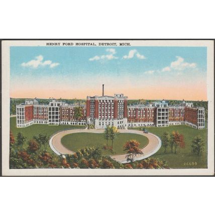 Henry Ford Hospital, Detroit, Michigan, c.1920 - United News Co Postcard
