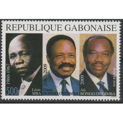 Gabon 2010 Mi. 1703 Présidents Léon Mba Omar Ali Bongo Ondimba Politic RARE !