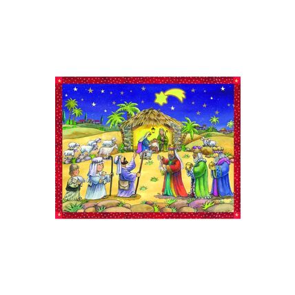 ADV70111 - Sellmer Advent - Manger Scene - 10.5"H x 14.5"W x .1"D