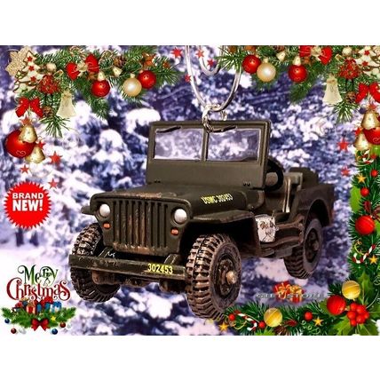 RARE CHRISTMAS ORNAMENT USMC WILLYS™ ARMY JEEP MB GPW GREAT GIFT NOVELTY