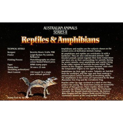 Australia 1982 Animals Reptiles & Amphibians 7 MNH Stamps in Post Office Pack.