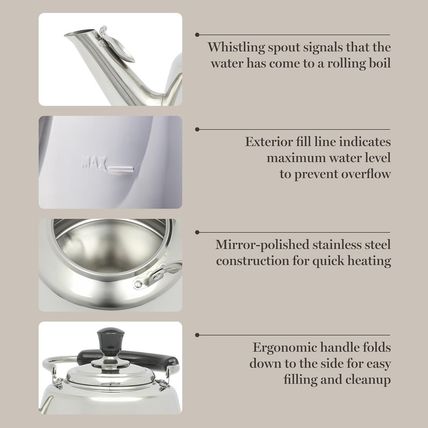 Martha Stewart Kingstree Large 2 Qt Heavy Gauge Whistling Tea Kettle - Stainless