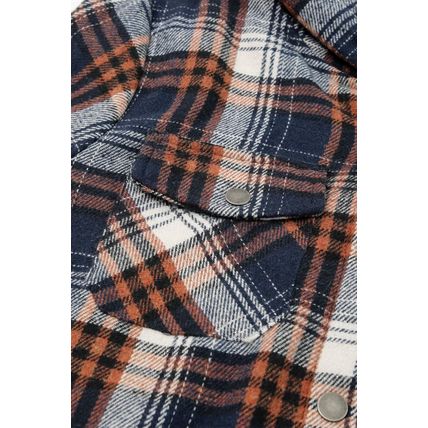 Plaid Pattern Sherpa Lined Hooded Shacket