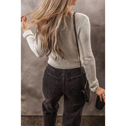 Parchment Slim Fit Buttoned V Neck Knit Cardigan