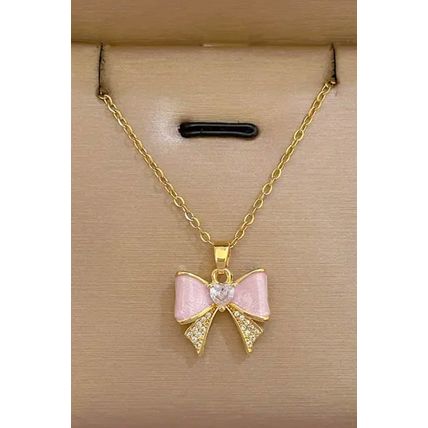 Gold Bow Knot Rhinestone Plated Choker Necklace