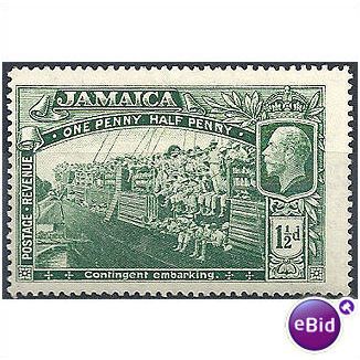Jamaica 1919 SG80 1 1/2d Green Mounted Mint