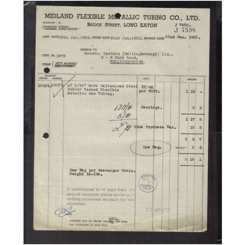 MIDLAND FLEXIBLE METALIC TUBING CO LTD ,LONG EATON,22JAN1952