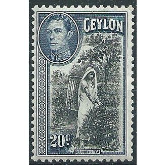 Ceylon 1938 SG391 20c Black & Grey-Blue Mounted MInt ... .