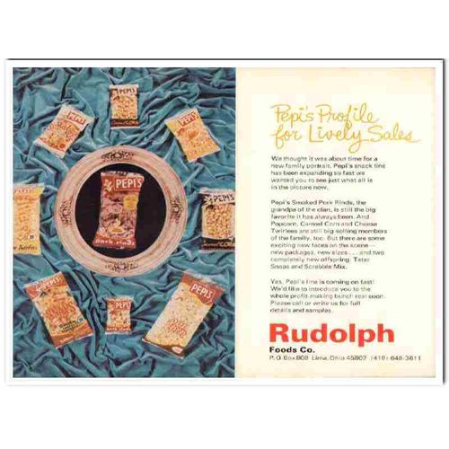 rudolph foods company 1968 smoked pork rinds snack food vintage ad